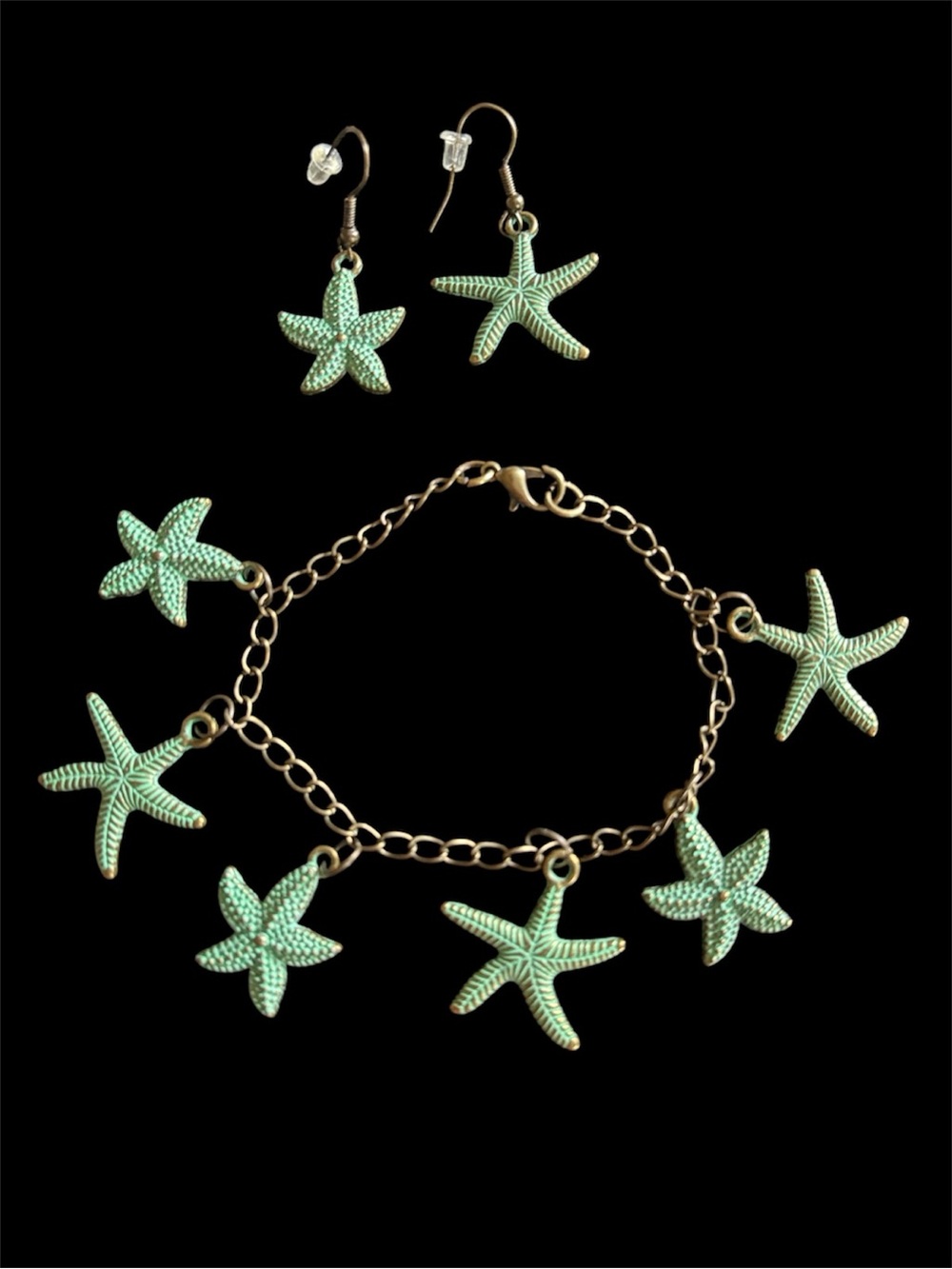 Green Verdigris Starfish Bracelet and Earrings Set  - NWT